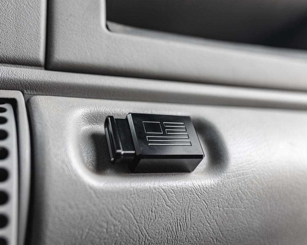 Chevy GMC OBS Silver Billet Glove Box Button Kit in car