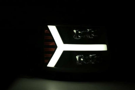 AlphaRex 07-13 Chevy 1500 NOVA Projector Headlights Plank Style Matte Black w/ Active Light/Sequence Signal