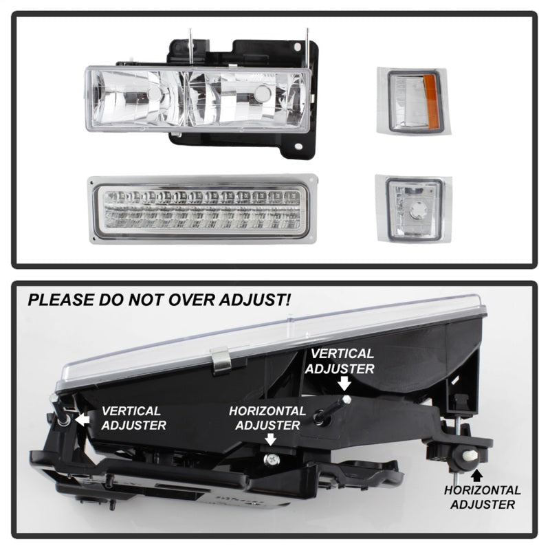 Spyder Xtune 94-98 Chevy/GMC C/K Series 1500/2500 Headlights w/ LED Parking Lights - Chrome