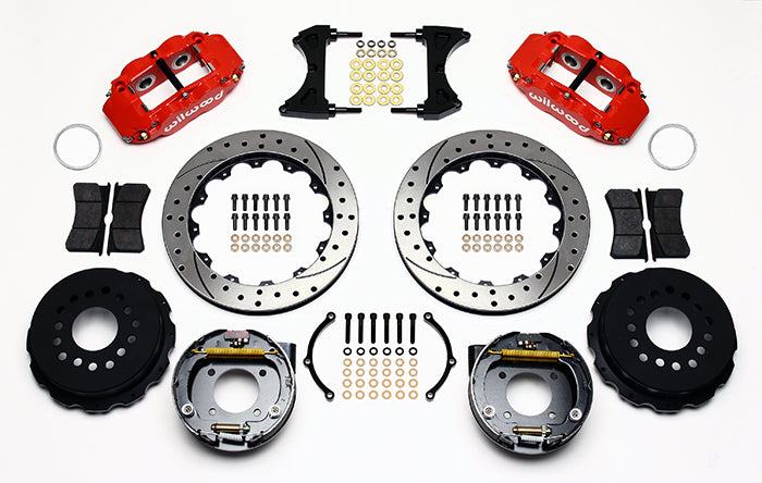 Wilwood - 10/12 Bolt - 2.81 Offset - AERO4 Big Brake Rear Parking Brake Kit - 12.88 Inch - Staggered Caliper Mounting