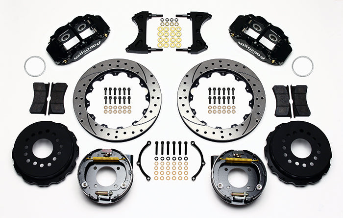 Wilwood - 10/12 Bolt - 2.81 Offset - AERO4 Big Brake Rear Parking Brake Kit - 12.88 Inch - Staggered Caliper Mounting