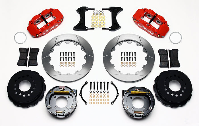 Wilwood - 10/12 Bolt - 2.81 Offset - AERO4 Big Brake Rear Parking Brake Kit - 12.88 Inch - Staggered Caliper Mounting