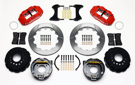 Wilwood - 10/12 Bolt - 2.81 Offset - AERO4 Big Brake Rear Parking Brake Kit - 12.88 Inch - Staggered Caliper Mounting
