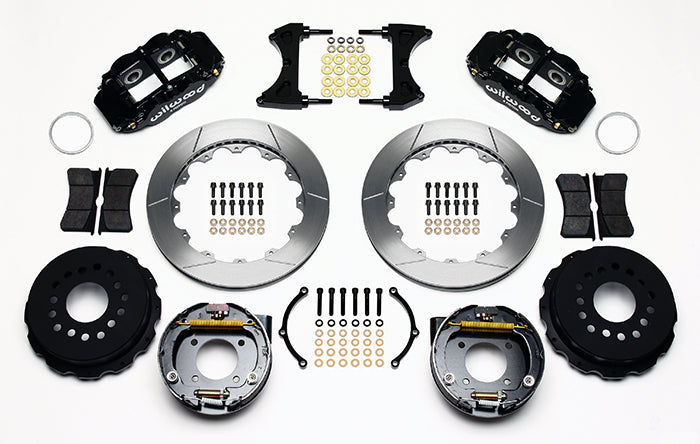 Wilwood - 10/12 Bolt - 2.81 Offset - AERO4 Big Brake Rear Parking Brake Kit - 12.88 Inch - Staggered Caliper Mounting