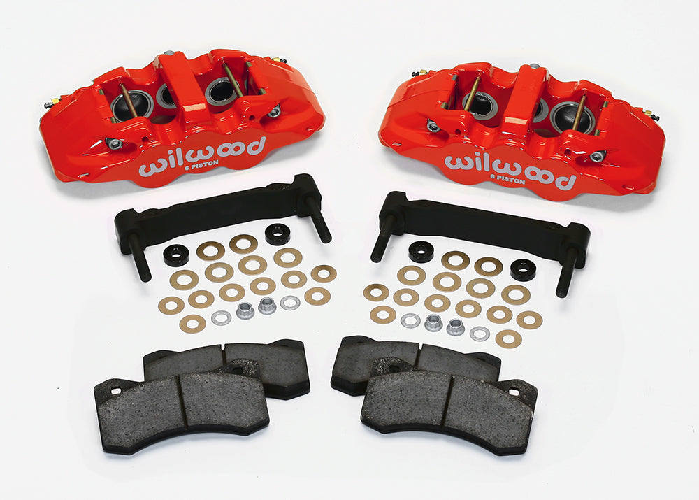 Wilwood - 1964–1981 A/F/X-Body, 1963–1982 Corvette, 1964–1970 Mustang | With Ridetech, Art Morrison, Detroit Speed Spindles -AERO6 Front Caliper and Bracket Upgrade Kit for Corvette C5-C6