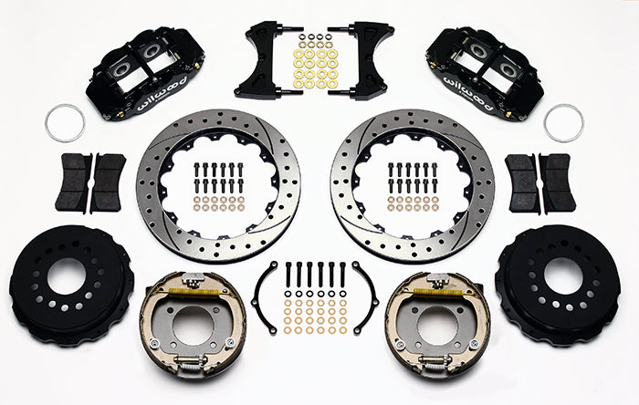 Wilwood - 10/12 Bolt - 2.75 Offset - Forged Narrow Superlite 4R Big Brake Rear Parking Brake Kit - 12.88 Inch - Staggered Caliper Mounting