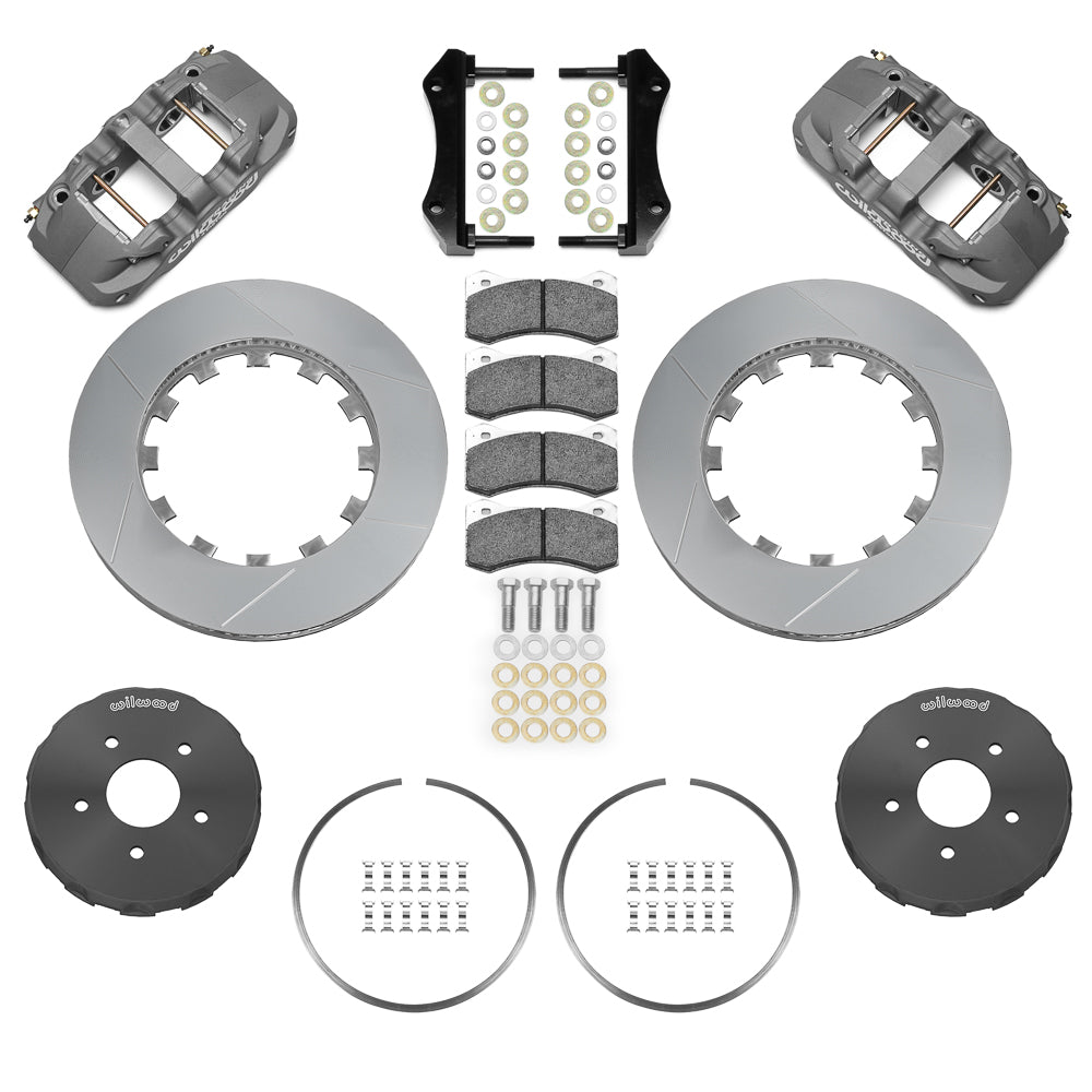 Wilwood - 1964–1981 A/F/X-Body, 1963–1982 Corvette, 1964–1970 Mustang | With Ridetech, Art Morrison, Detroit Speed Spindles - AERO4 Big Brake Lug Drive Front Brake Kit (Race) - 14 inch