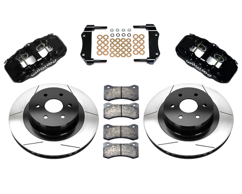 Wilwood - Kit de freno trasero grande AERO4 para Chevy/GMC Silverado 1500 2001-2007 (pinza trasera OE de 2 pistones) - Rotores de 14,25 pulgadas