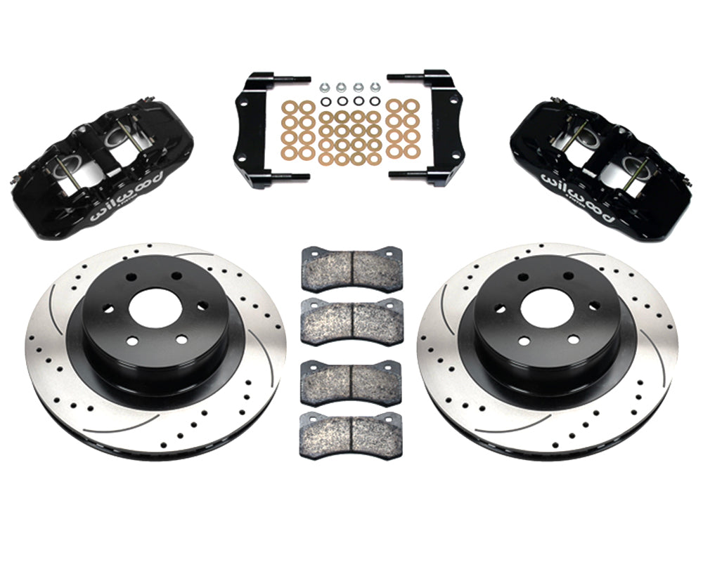 Wilwood - Kit de freno trasero grande AERO4 para Chevy/GMC Silverado 1500 2001-2007 (pinza trasera OE de 2 pistones) - Rotores de 14,25 pulgadas