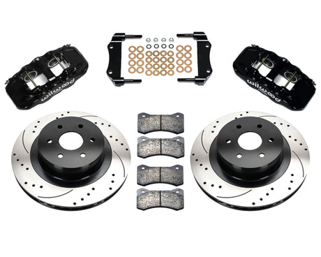 Wilwood - Kit de freno trasero grande AERO4 para Chevy/GMC Silverado 1500 2001-2007 (pinza trasera OE de 2 pistones) - Rotores de 14,25 pulgadas