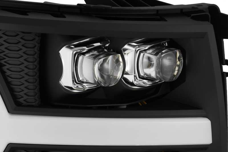 Faros delanteros LED AlphaRex 07-13 Chevy 1500 NOVA con proyector estilo tablón en negro brillante con luz activa/señal de secuencia