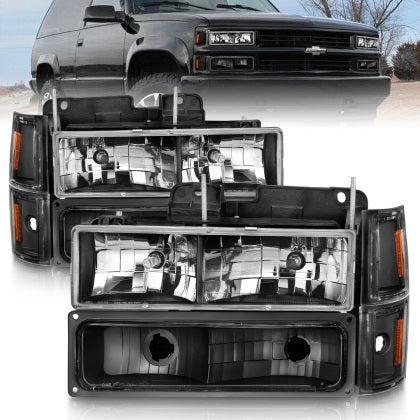 Faros delanteros de cristal ANZO 88-98 Chevrolet C1500 negros