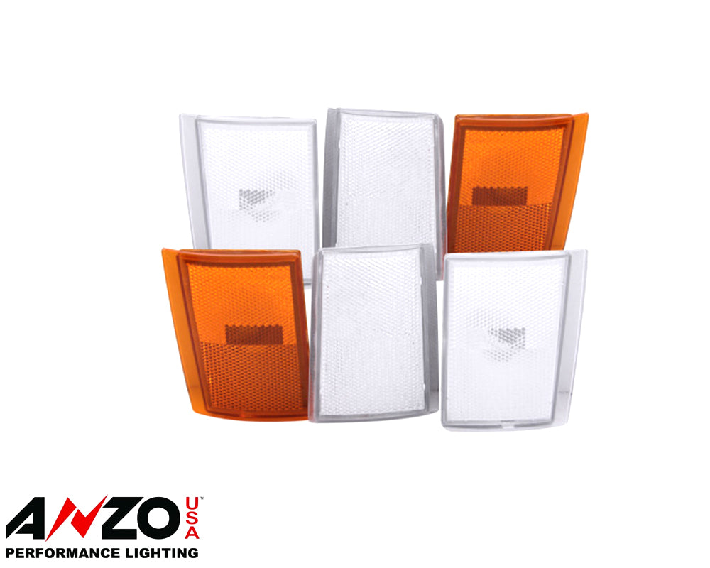 ANZO Corner Lights 1988-1993 Chevrolet C1500 Euro Corner Lights 4 Clear and 2 Amber 6pc