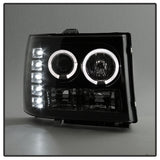 Faros delanteros LED tipo halo con proyector Spyder GMC Sierra 1500 07-13, color negro