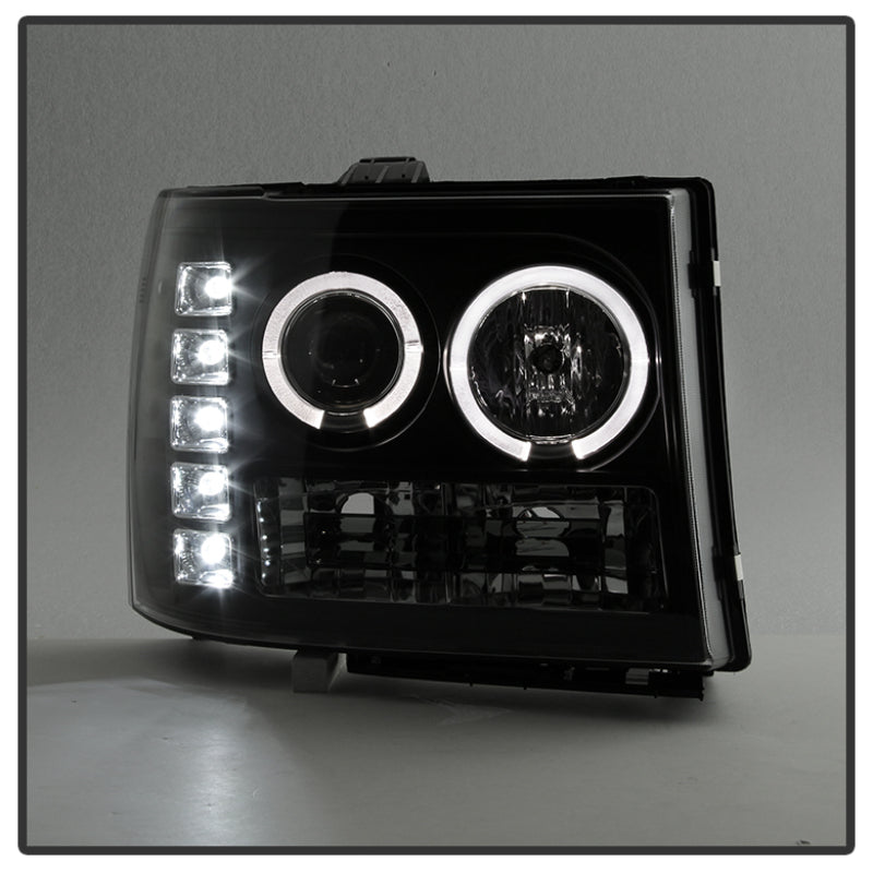 Spyder 07-13 GMC Sierra 1500 Projector LED Halo Headlights - Black