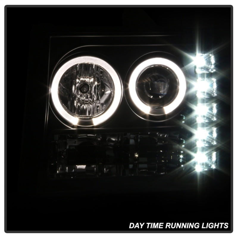 Spyder 07-13 GMC Sierra 1500 Projector LED Halo Headlights - Black