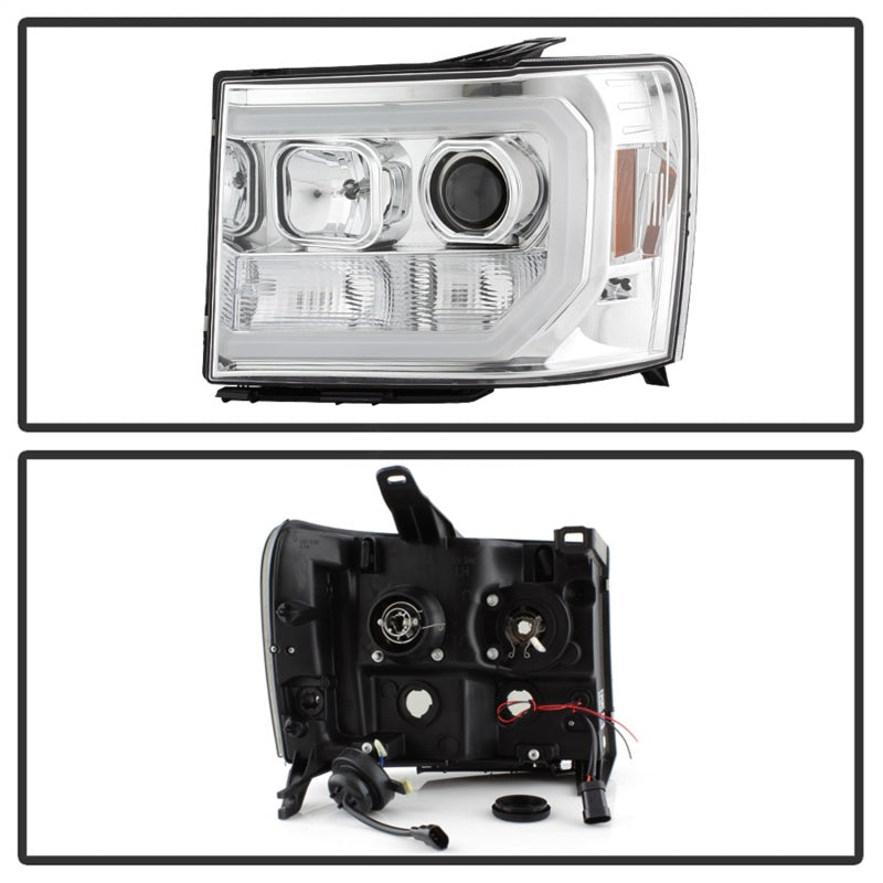 Faros delanteros con proyector LED DRL Spyder 07-13 GMC Sierra 1500 V2 - Cromados