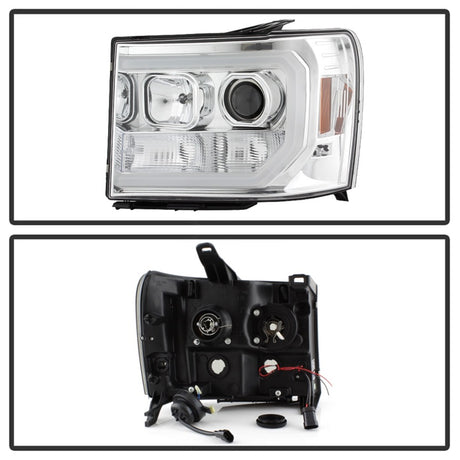 Spyder 07-13 GMC Sierra 1500 V2 プロジェクター ヘッドライト LED DRL - クローム