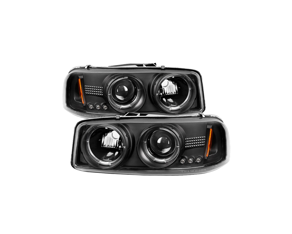 Faros delanteros de proyector LED Halo Spyder 99-06 GMC Sierra 1500/2500/3500 - Negro