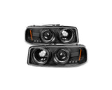 Faros delanteros de proyector LED Halo Spyder 99-06 GMC Sierra 1500/2500/3500 - Negro