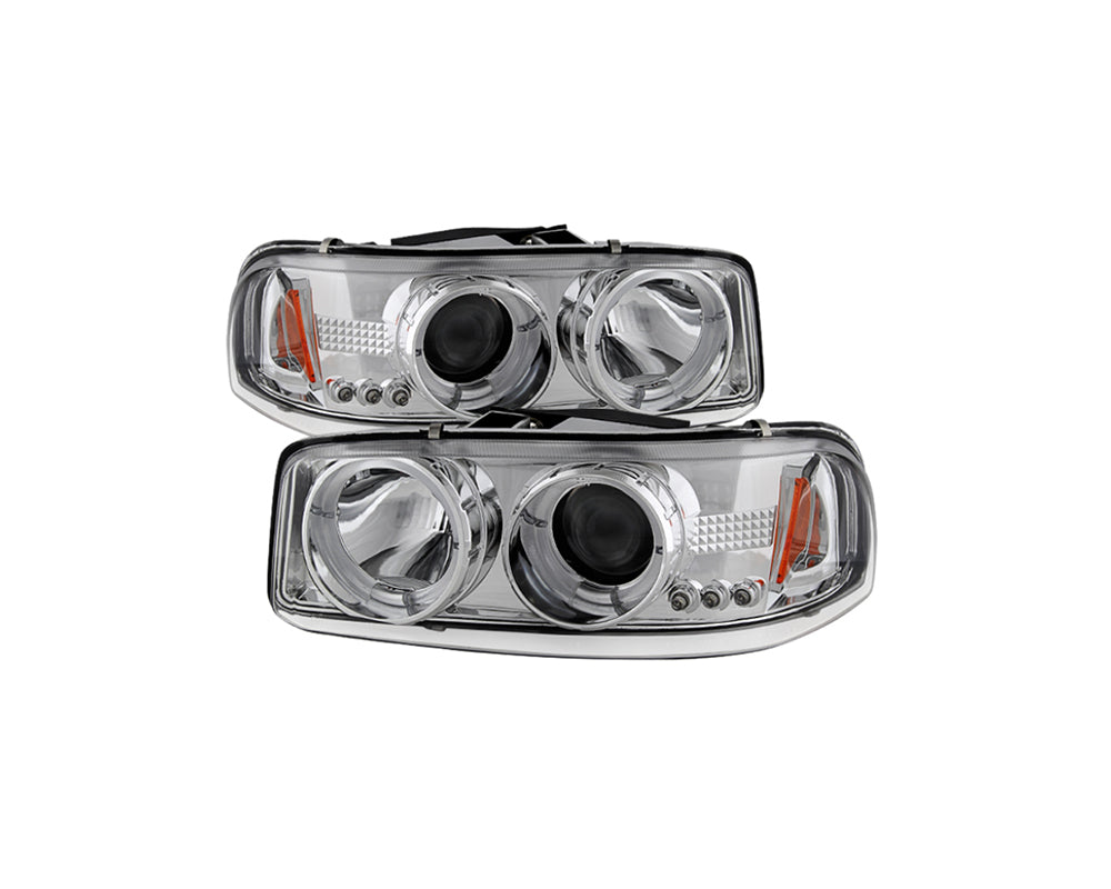 Faros delanteros de proyector LED Halo Spyder 99-06 GMC Sierra 1500/2500/3500 - Cromados