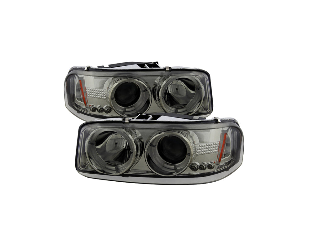 Faros delanteros de proyector LED Halo Spyder 99-06 GMC Sierra 1500/2500/3500 - Ahumado