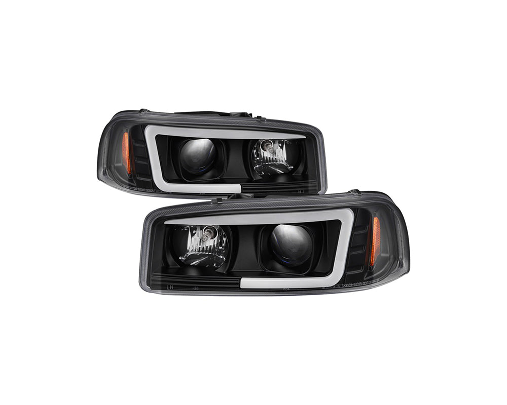 Faros delanteros con proyector Spyder 99-06 GMC Sierra 1500/2500/3500 V2 - DRL - Negro