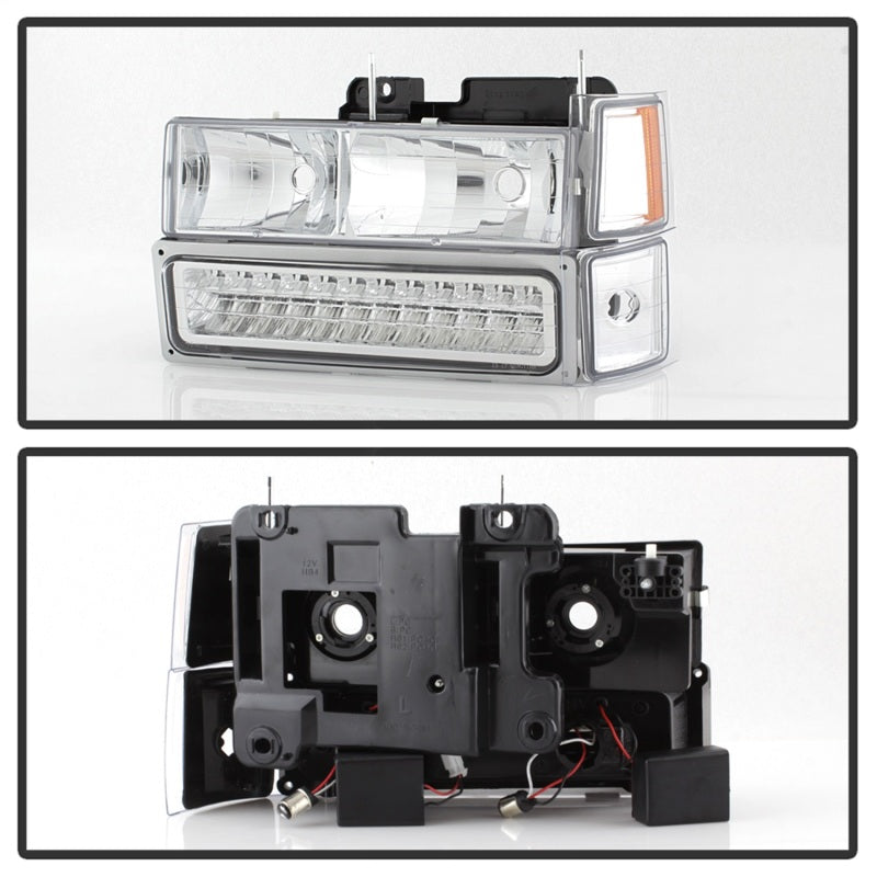 Faros delanteros Spyder Xtune 94-98 Chevy/GMC C/K Series 1500/2500 con luces de estacionamiento LED - Cromados