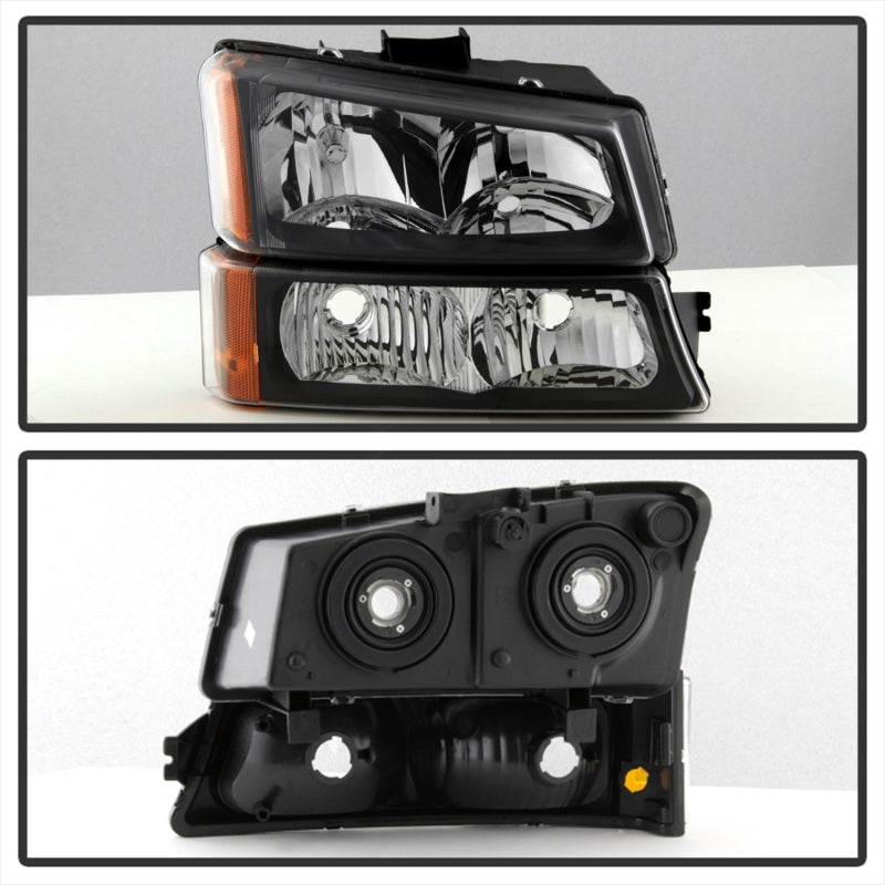 Faros delanteros de cristal Spyder Xtune Chevy/GMC Silverado/Sierra 1500 03-06 con luces de parachoques negras