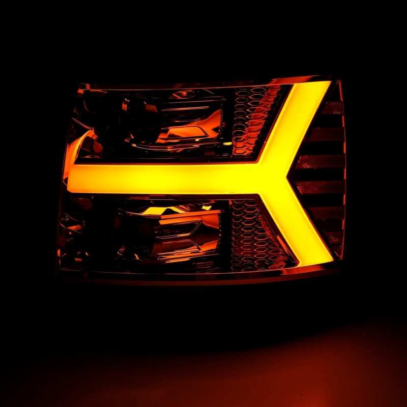 Faros delanteros LED tipo proyector AlphaRex 07-13 Chevy 1500 LUXX cromados con luz activa, señal de secuencia y DRL