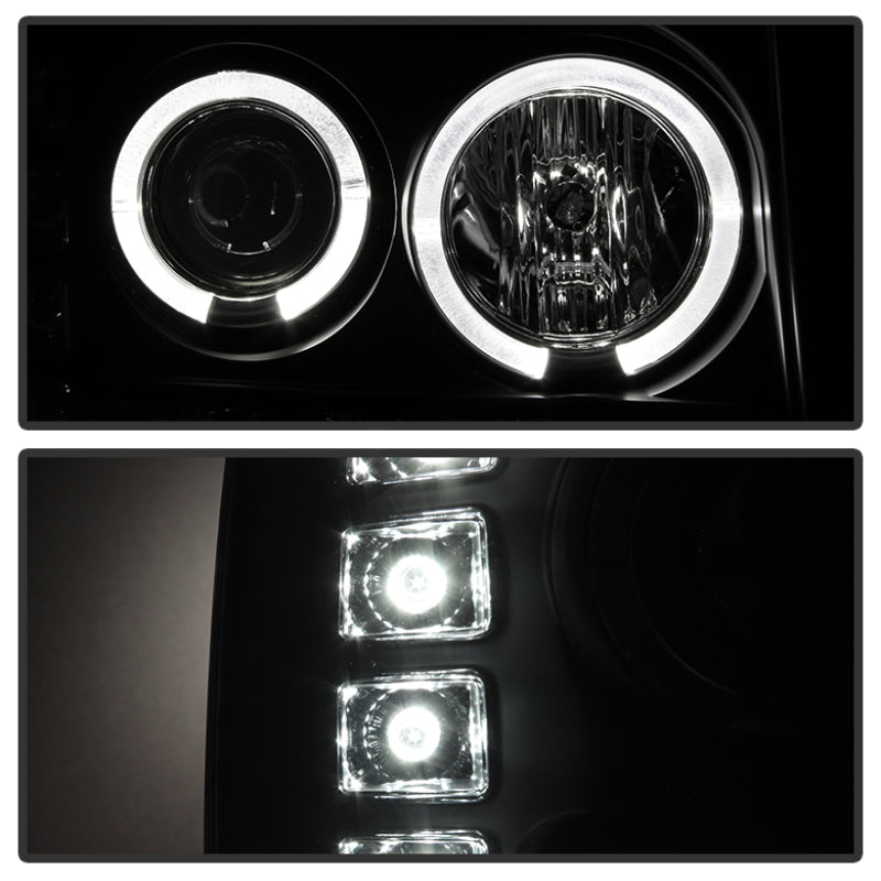 Faros delanteros LED tipo halo con proyector Spyder GMC Sierra 1500 07-13, color negro
