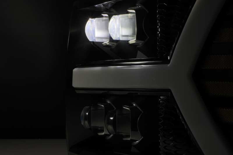 Faros delanteros LED AlphaRex 07-13 Chevy 1500 NOVA con proyector estilo tablón en negro brillante con luz activa/señal de secuencia