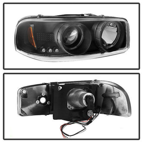 Faros delanteros de proyector LED Halo Spyder 99-06 GMC Sierra 1500/2500/3500 - Negro