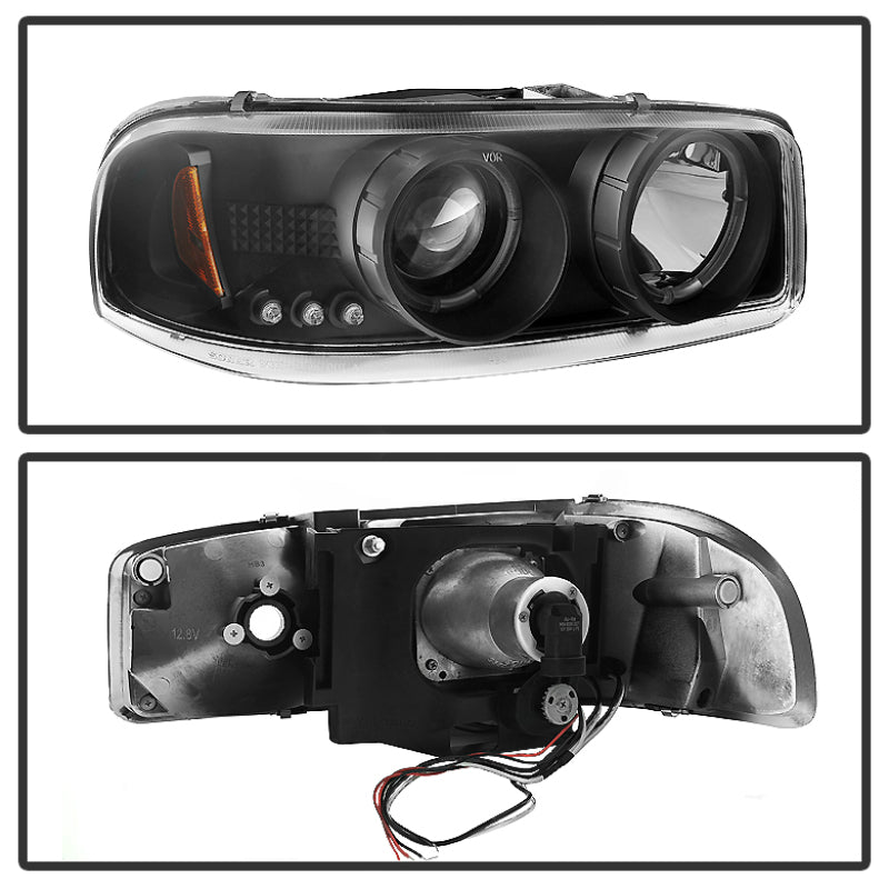 Spyder 99-06 GMC Sierra 1500/2500/3500 Projector Headlights LED Halo - Black