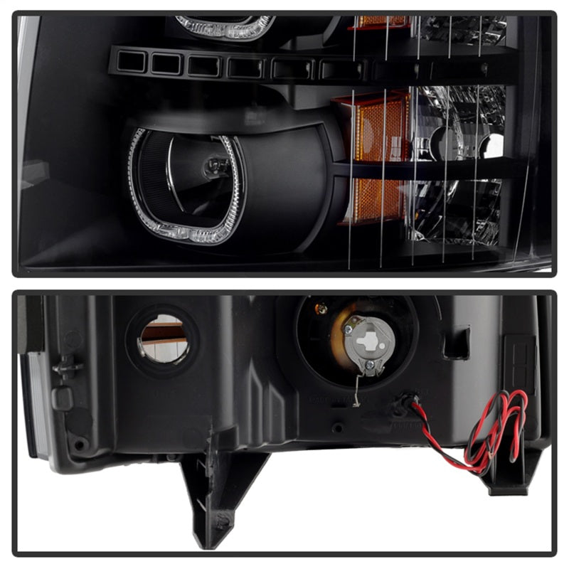 Faro delantero LED con halo Spyder Xtune 07-13 Chevy Silverado 1500 - Negro