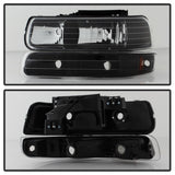 Faros delanteros de cristal ámbar con luces de parachoques Spyder Chevy Silverado 1500/2500 99-02 - Negro