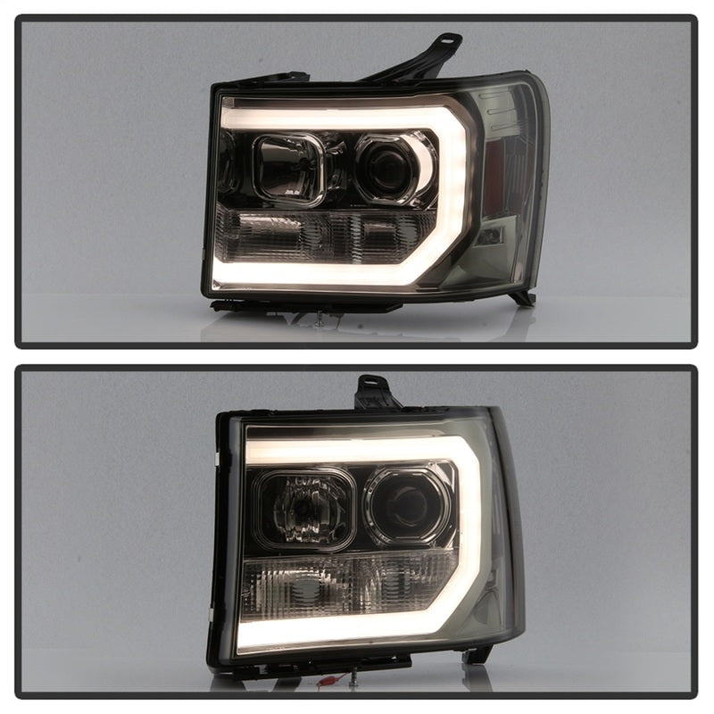 Faros delanteros con proyector LED DRL Spyder 07-13 GMC Sierra 1500 V2 - Ahumado