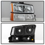 Faros delanteros de cristal Spyder Xtune Chevy/GMC Silverado/Sierra 1500 03-06 con luces de parachoques cromadas