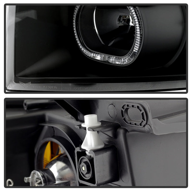 Faro delantero LED con halo Spyder Xtune 07-13 Chevy Silverado 1500 - Negro