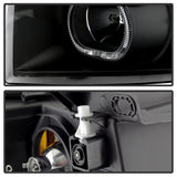 Faro delantero LED con halo Spyder Xtune 07-13 Chevy Silverado 1500 - Negro