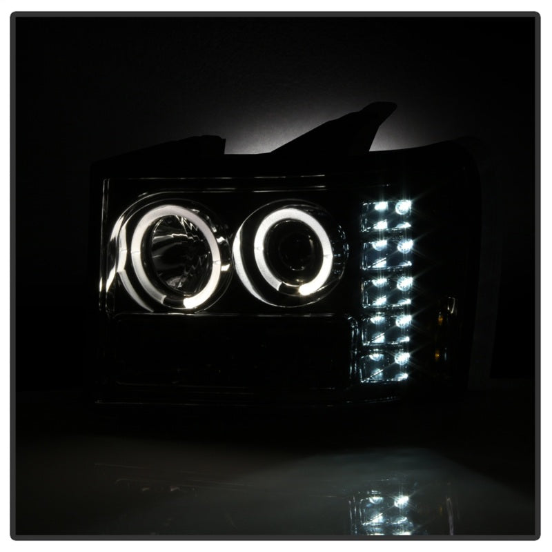 Spyder 07-13 GMC Sierra 1500 Projector LED Halo Headlights - Smoke