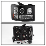 Faros delanteros LED tipo halo con proyector Spyder GMC Sierra 1500 07-13, color negro