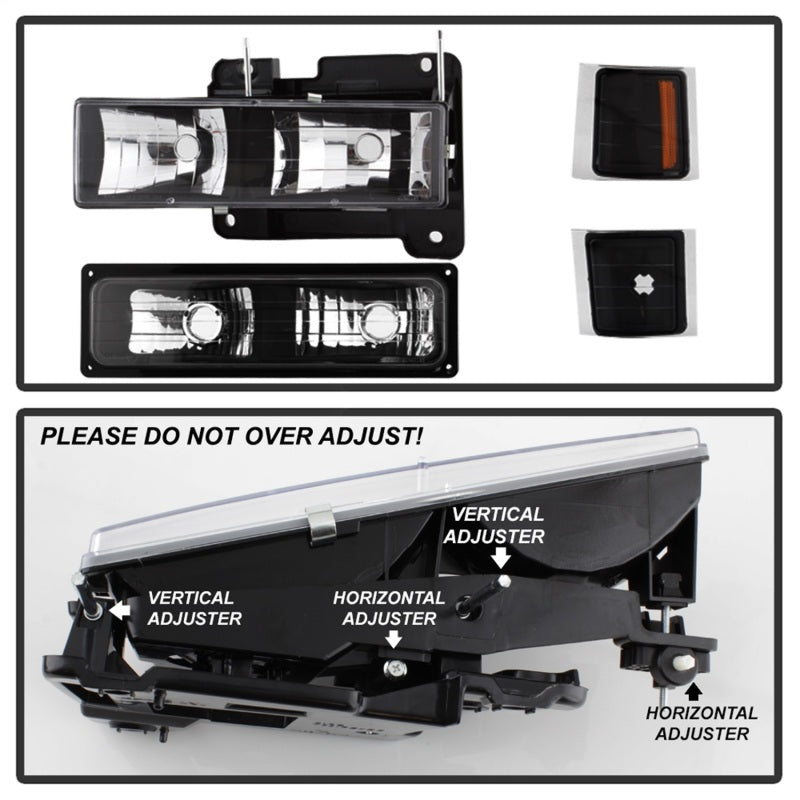Spyder Xtune 88-98 Chevy/GMC C/K Series 1500/2500 Headlights w/ Corner & Parking Lights - Black
