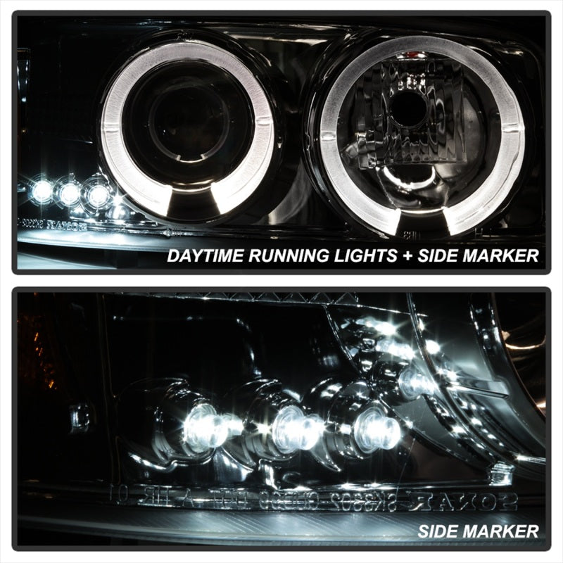 Spyder 99-06 GMC Sierra 1500/2500/3500 Projector Headlights LED Halo - Smoke