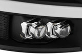 Faros delanteros LED AlphaRex 07-13 Chevy 1500 NOVA con proyector estilo tablón en negro brillante con luz activa/señal de secuencia