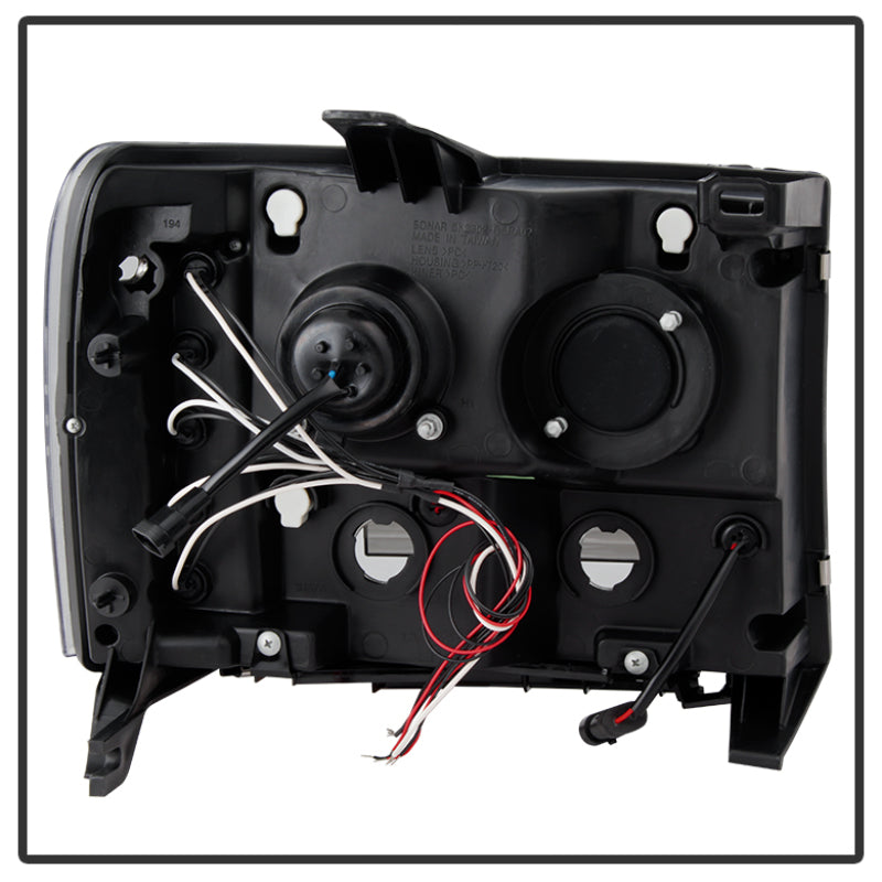 Faros delanteros LED tipo halo con proyector Spyder GMC Sierra 1500 07-13, color negro