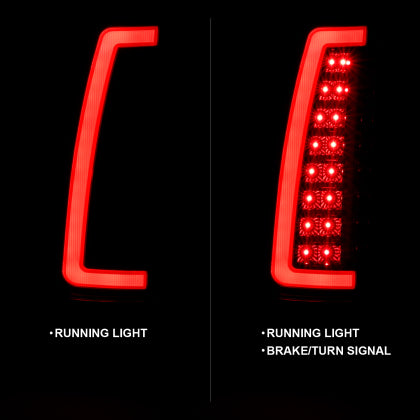 Par de luces traseras LED ANZO 1988-1999 C/K1500 con carcasa negra y lente ahumada 