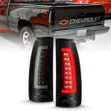 Par de luces traseras LED ANZO 1988-1999 C/K1500 con carcasa negra y lente ahumada 