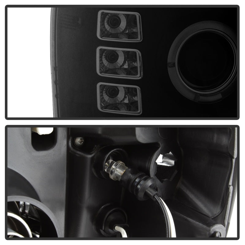 Spyder 07-13 GMC Sierra 1500 Projector LED Halo Headlights - Black Smoke