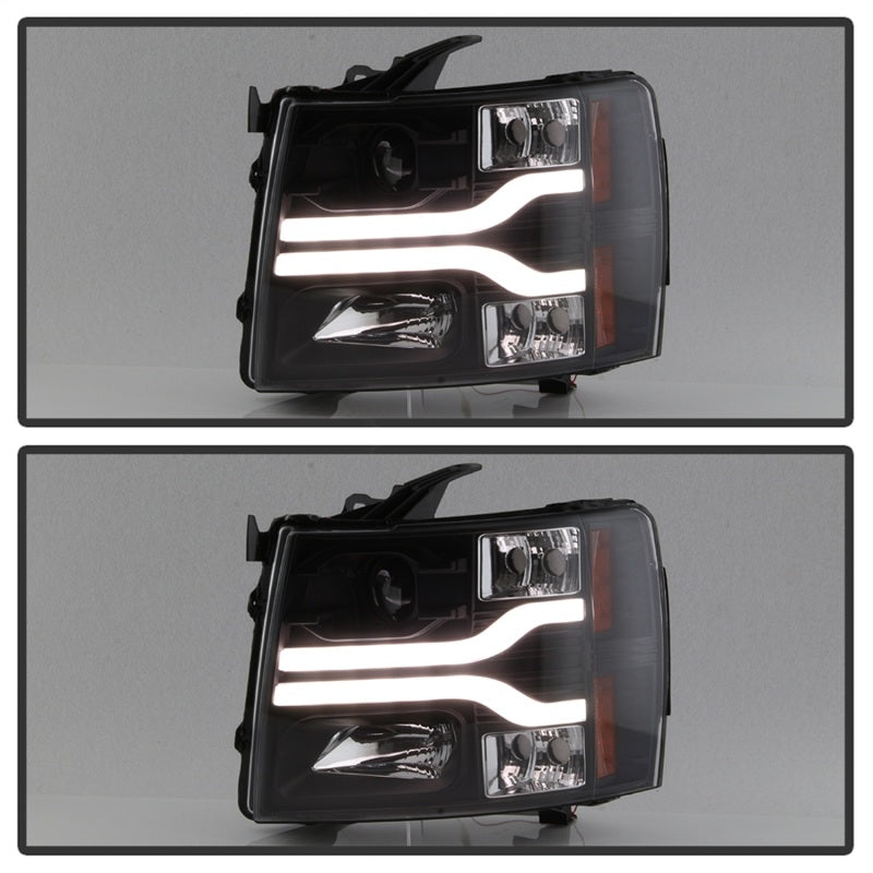 Spyder 07-13 Chevy Silverado 1500 V3 Projector Headlights LED DRL - Black